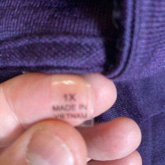 NY Collection 3/4 Sleeve Cardigan Sweater Women's 1X Purple Polyester Blend - Picture 4 of 5